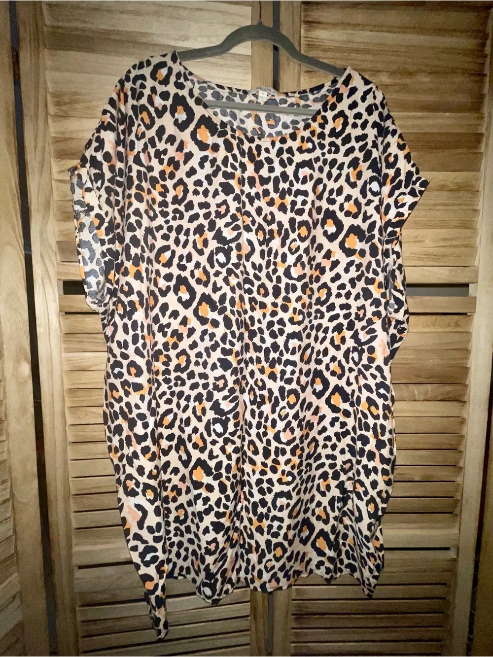 Umgee XL Leopard Animal Print Oversized Tunic Shift Dress Boho